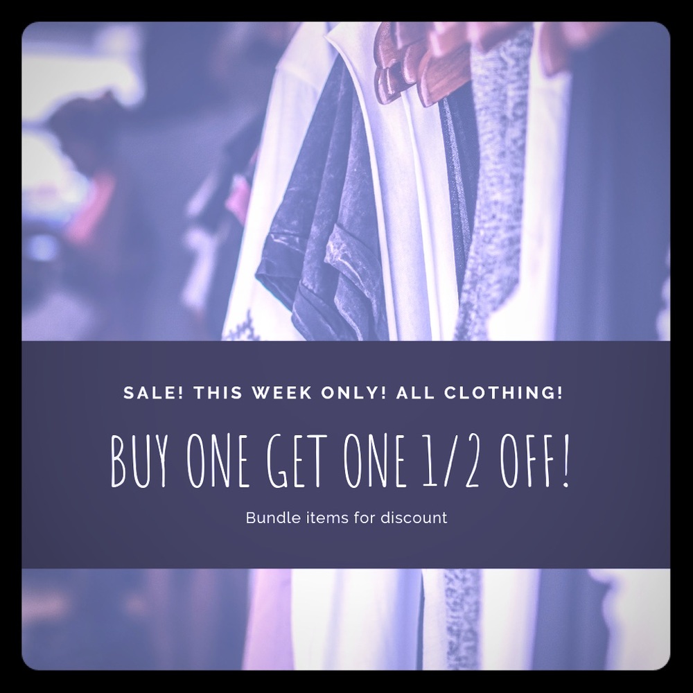 Buy one get one half off! SALE!!